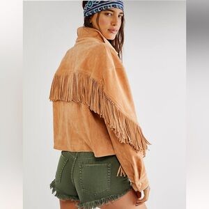 NWT Free People Blanknyc Twist and Shout vegan suede fringe jacket